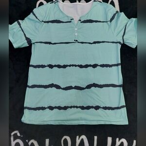 Striped Mint Green‎ and Black Top